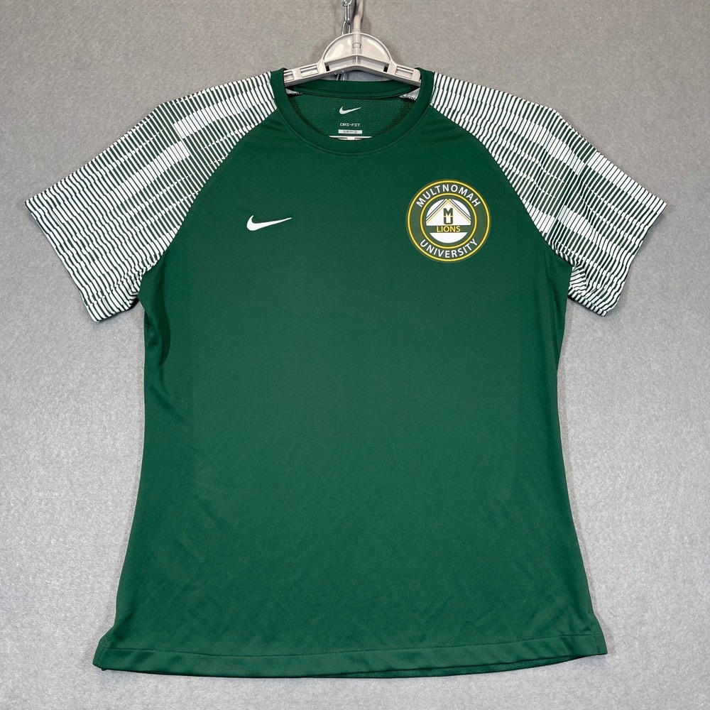 Multnomah University Lions Jersey Womens XL Green White Nike Soccer Training Top